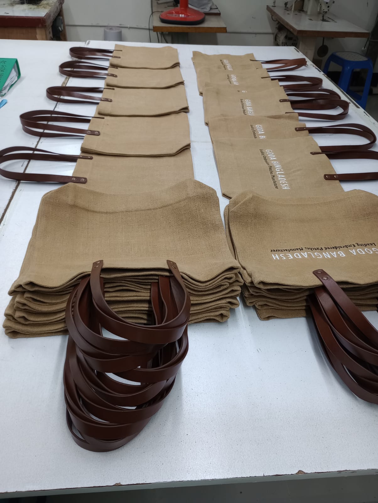 Assorted jute bags and accessories